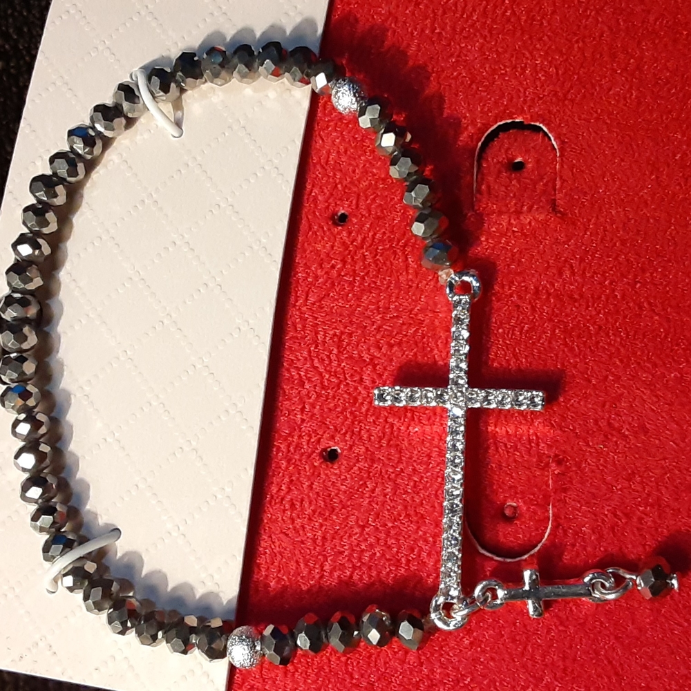 LC Lauren Conrad Silver Cross Bracelet